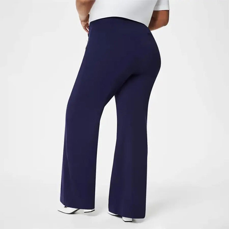 Pantalones anchos elásticos de cintura alta para mujer