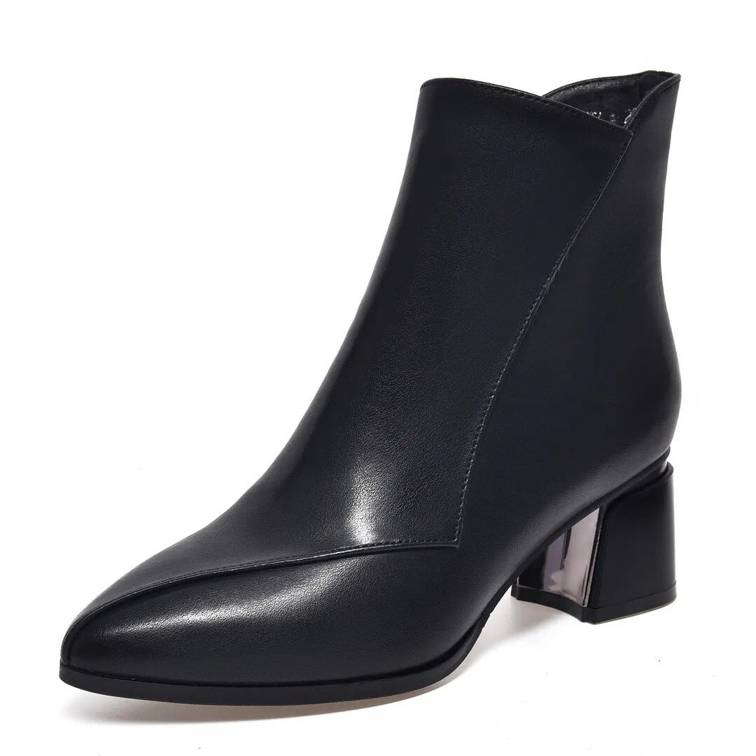 Botas de mujer de piel con cremallera lateral