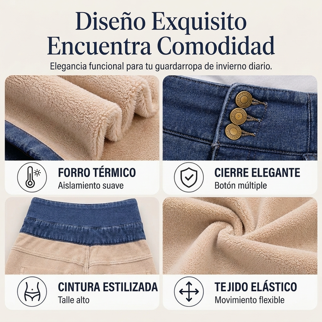 Jeans skinny de tiro alto con forro térmico para mujer