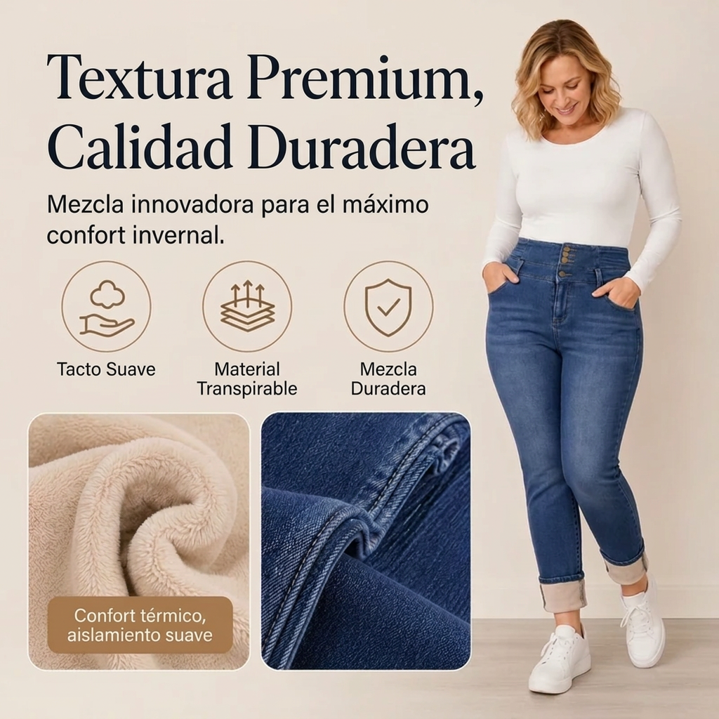 Jeans skinny de tiro alto con forro térmico para mujer