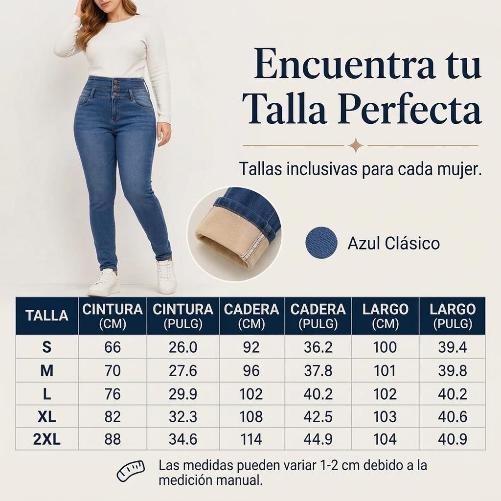 Jeans skinny de tiro alto con forro térmico para mujer
