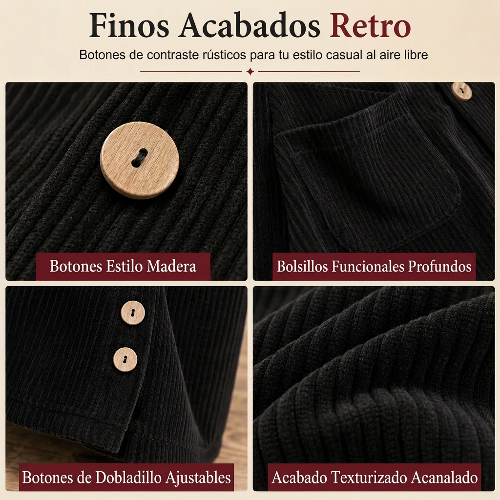 Chaqueta de corduroy casual de corte holgado con capucha para mujer