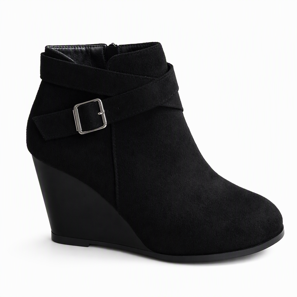 Botines casuales con tacón de cuña para mujer