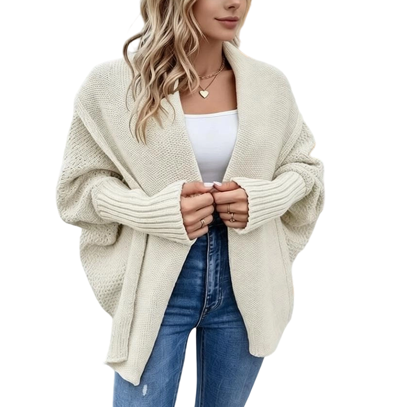 Chaqueta de punto grueso con mangas murciélago para mujer