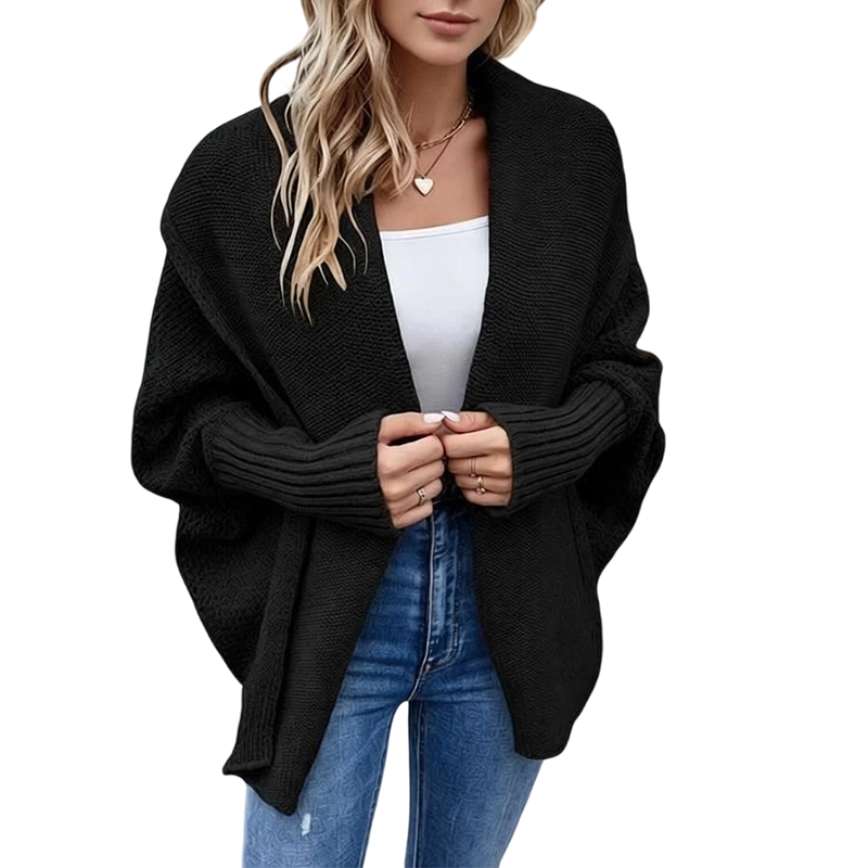 Chaqueta de punto grueso con mangas murciélago para mujer