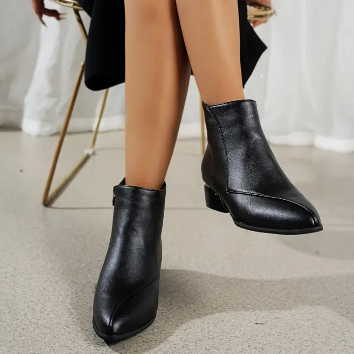 Botas de mujer de piel con cremallera lateral