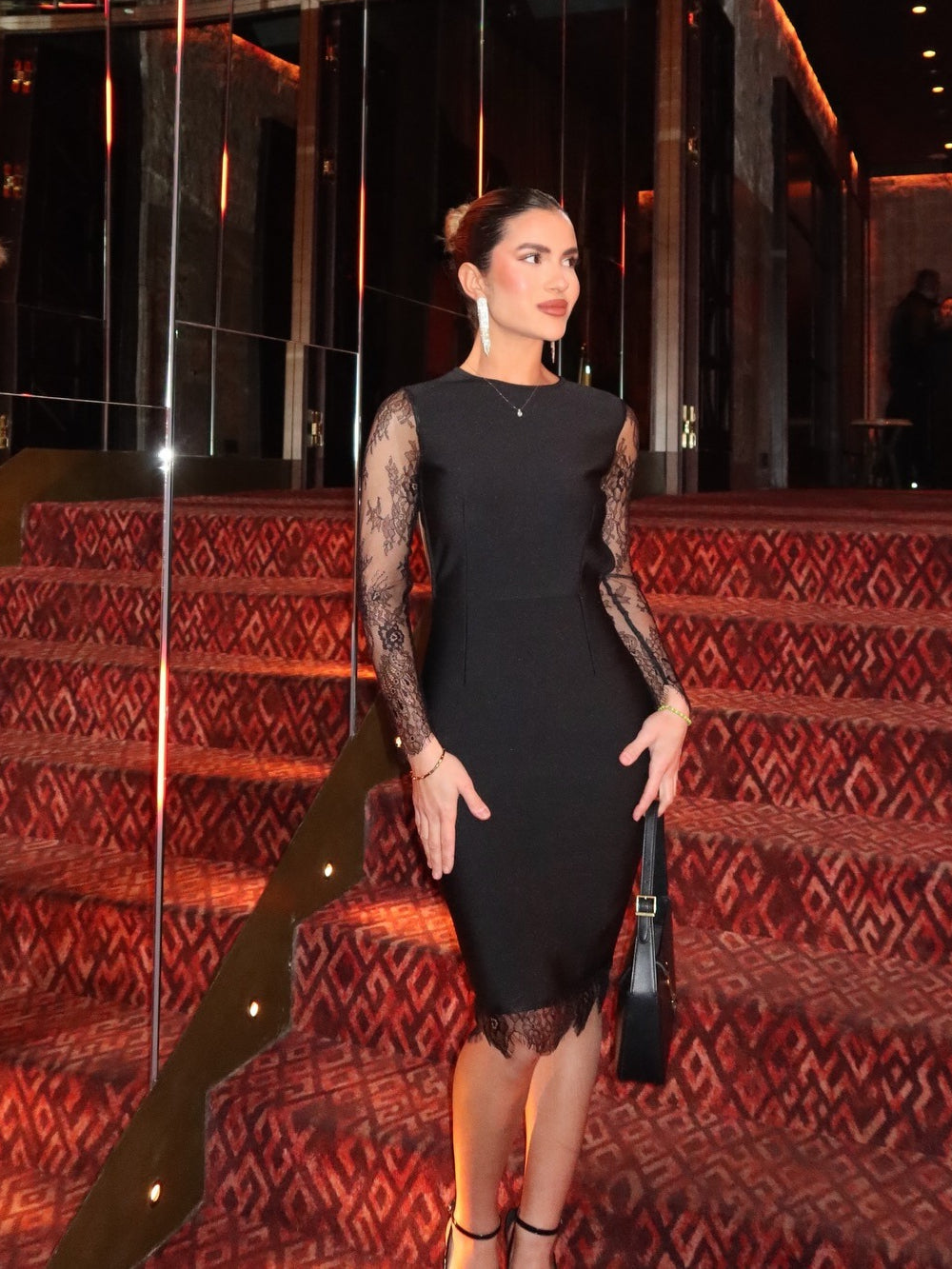 Vestido midi bandage de encaje para mujer
