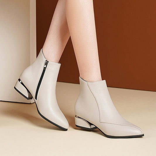 Botas de mujer de piel con cremallera lateral