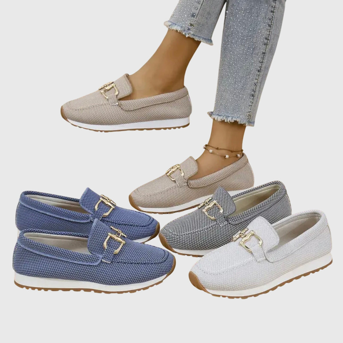 Mocasines Mujer en Tonos Neutros Claros