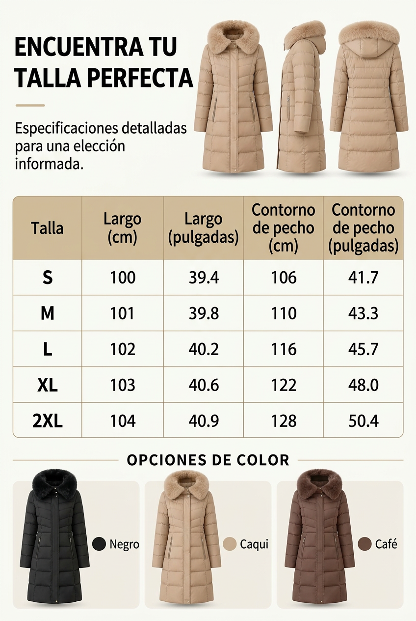 Parka de invierno cálido con cuello de pelo sintético para mujer
