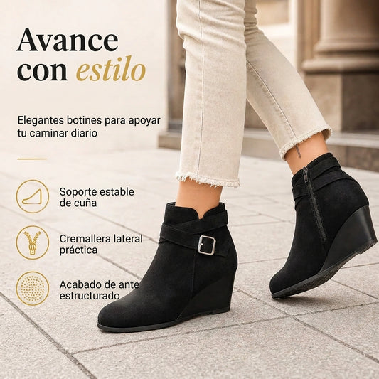 Botines casuales con tacón de cuña para mujer