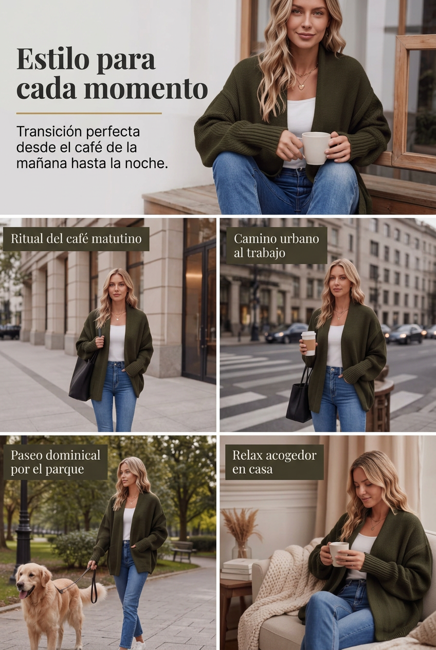 Chaqueta de punto grueso con mangas murciélago para mujer