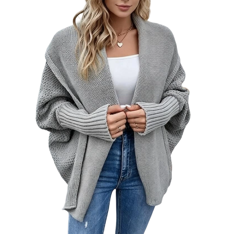 Chaqueta de punto grueso con mangas murciélago para mujer