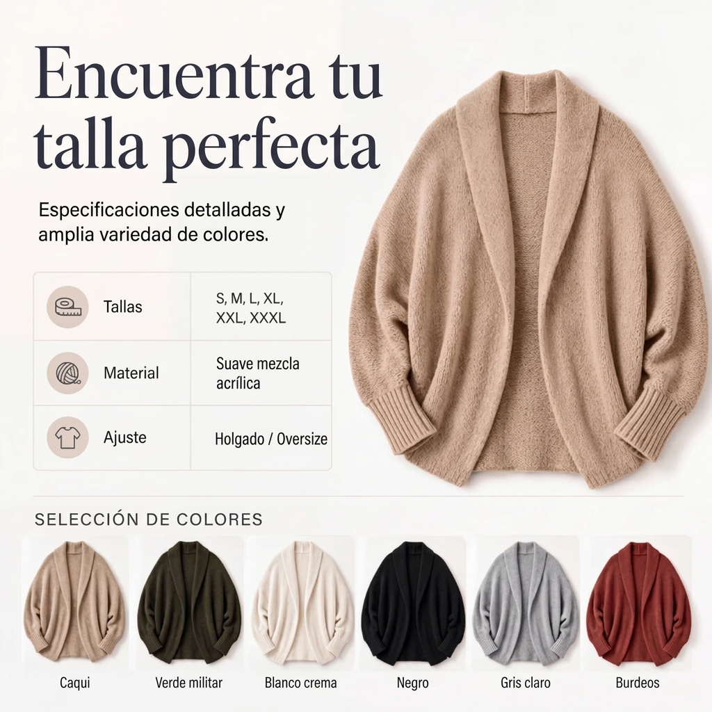 Chaqueta de punto grueso con mangas murciélago para mujer