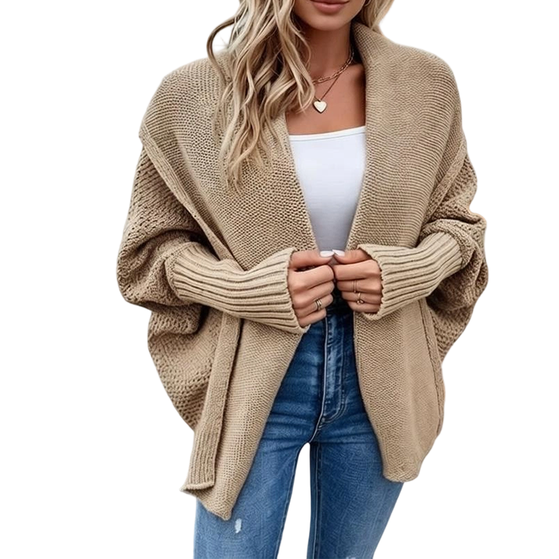 Chaqueta de punto grueso con mangas murciélago para mujer